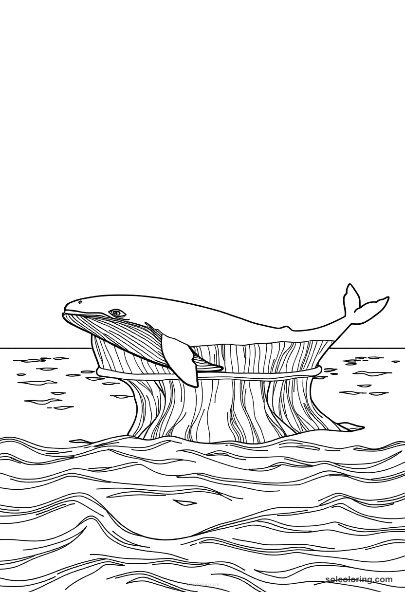 The whale island mistaken for dry land detailed coloring page for kids