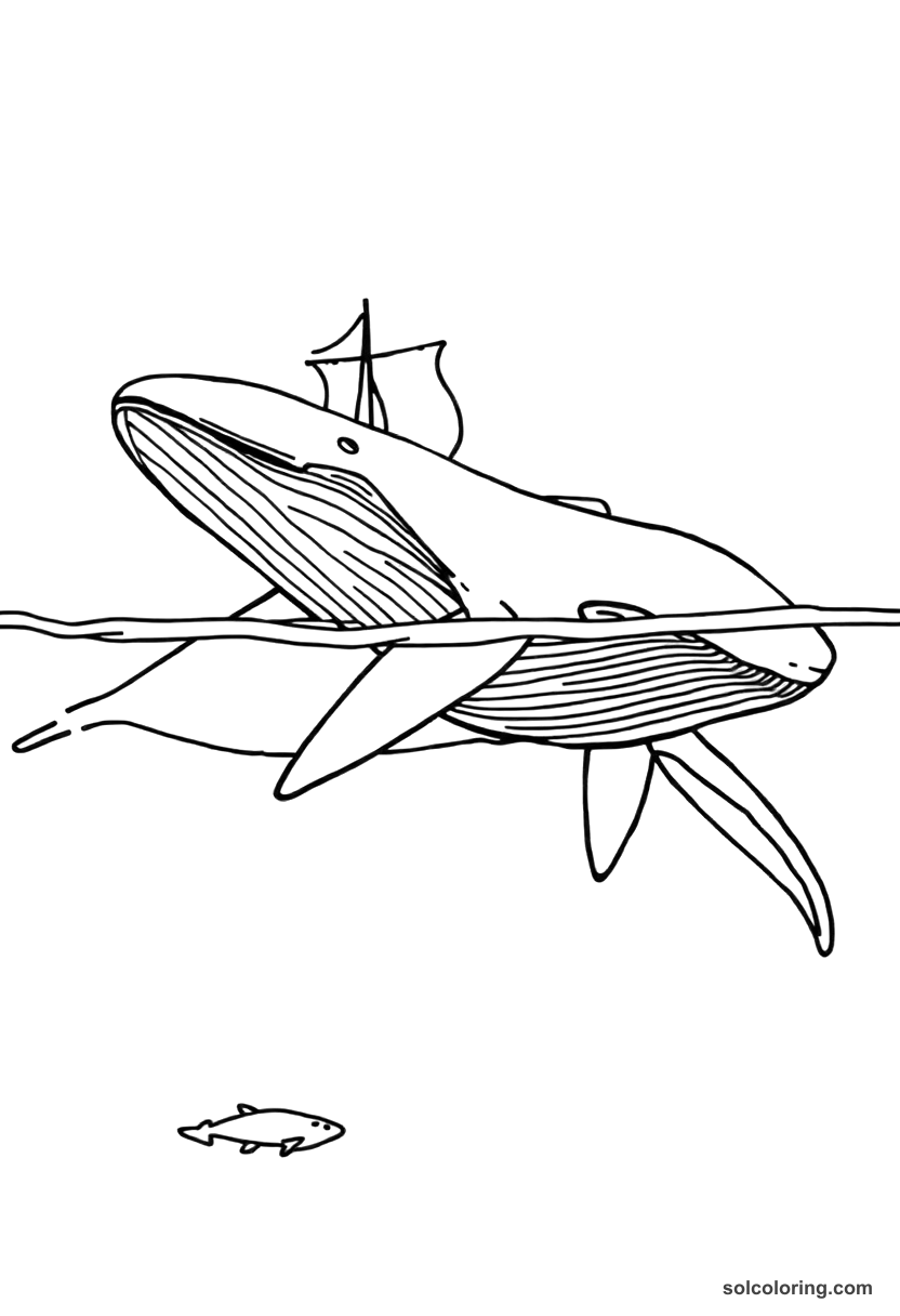 The Whale Sounding And Diving Beneath The Fleet coloring pages
