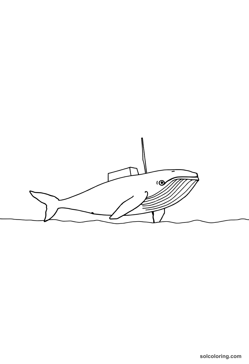 Simple The whale sounding and diving beneath the fleet coloring page, free printable simple style