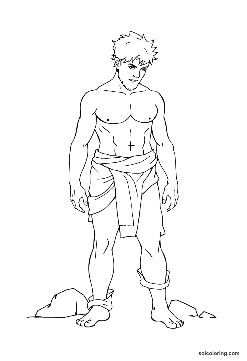 The Young Man Half Turned To Stone From The Waist Down coloring pages