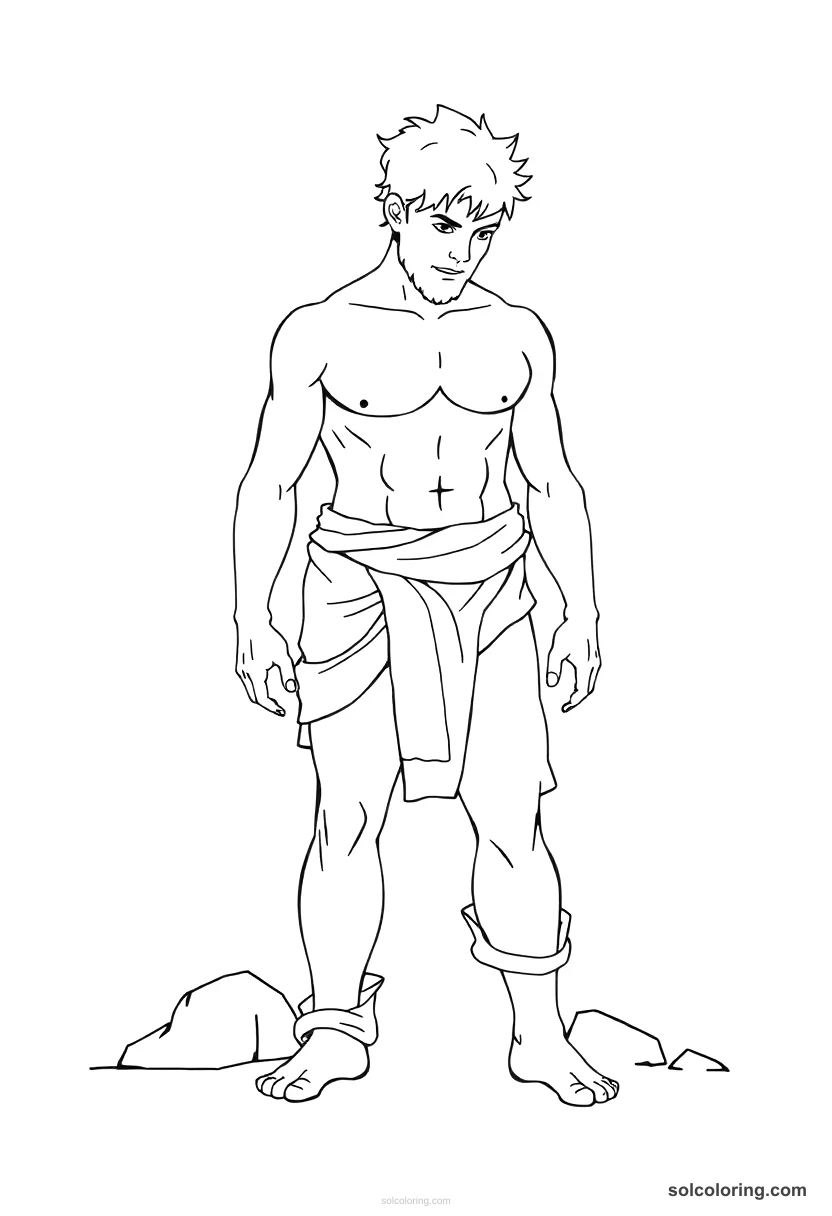 The Young Man Half Turned To Stone From The Waist Down coloring pages