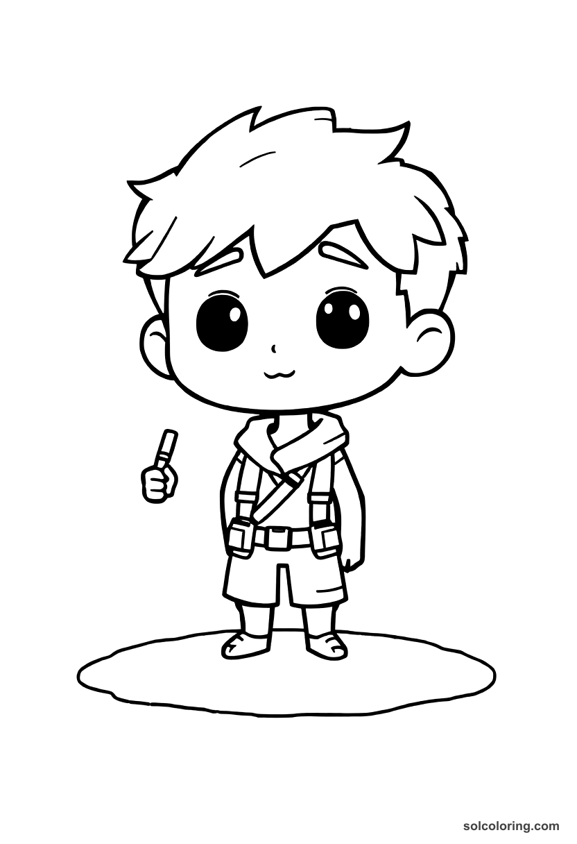 Chibi The young man rescued from a deserted island coloring page, free printable chibi style