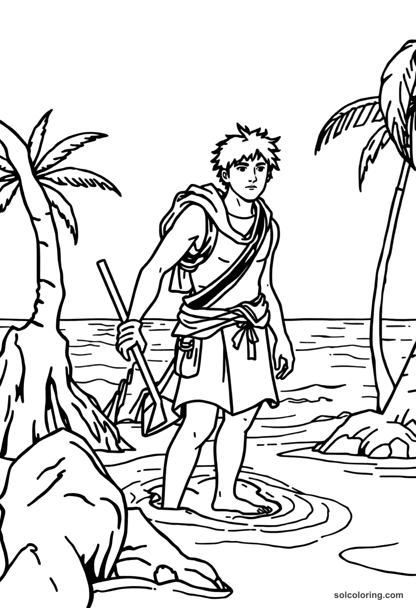 The Young Man Rescued From A Deserted Island coloring pages