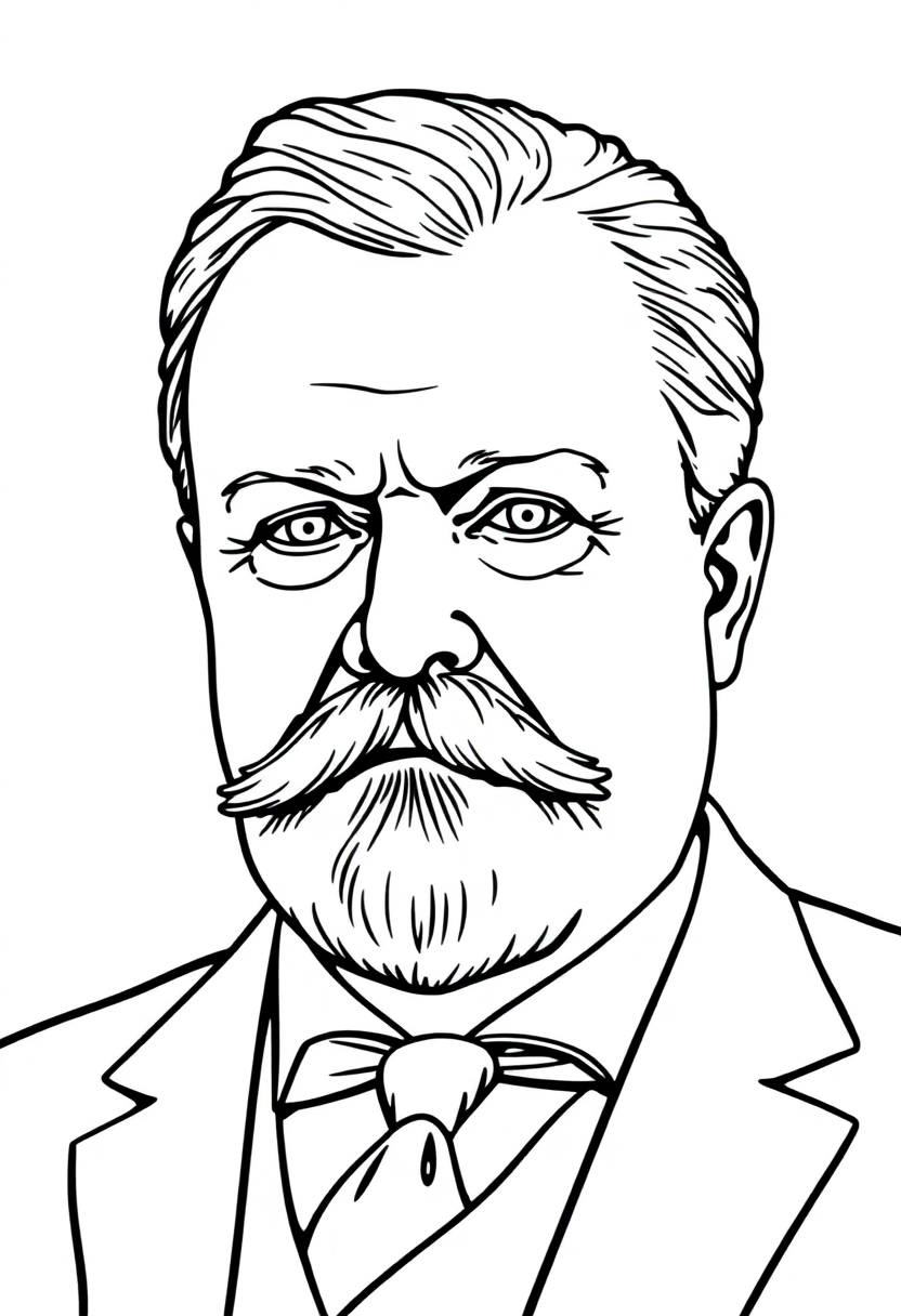 Theodore Roosevelt Portrait coloring page, free printable