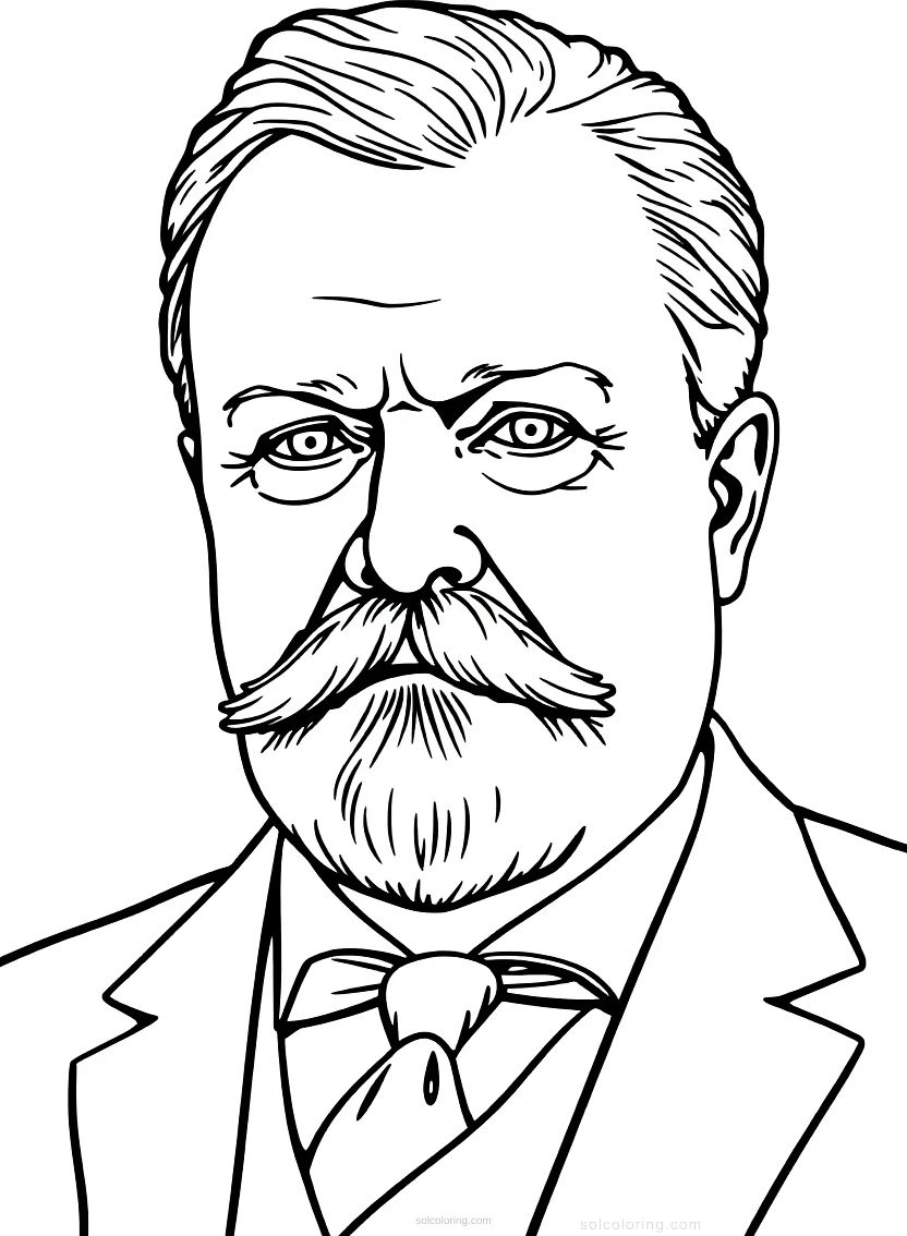 Theodore Roosevelt Portrait coloring page for kids