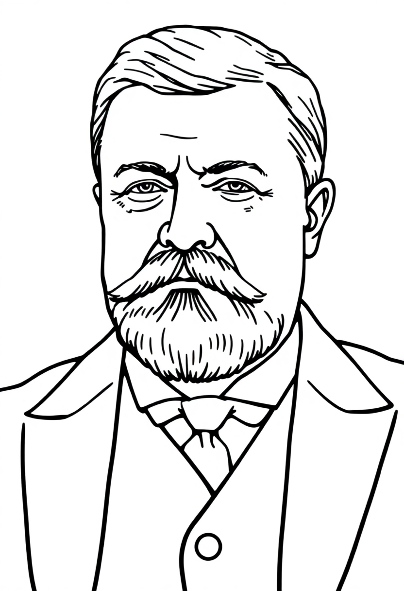 Theodore Roosevelt Portrait coloring page, free printable