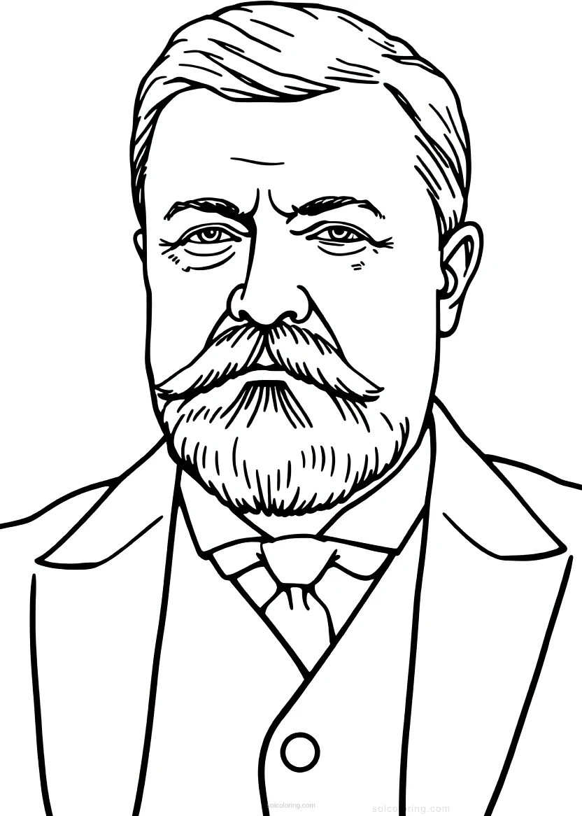 Theodore Roosevelt Portrait coloring page for kids