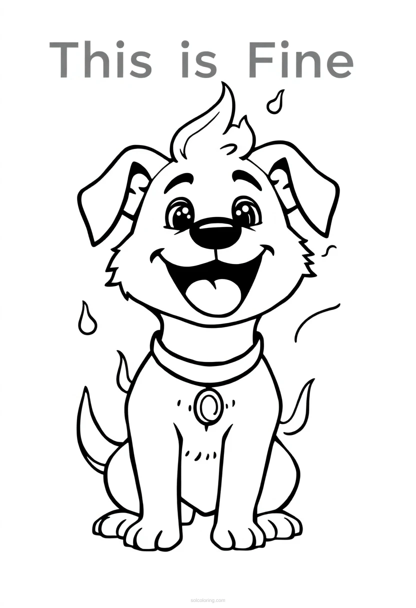 This is Fine Dog in Fire coloring page for kids
