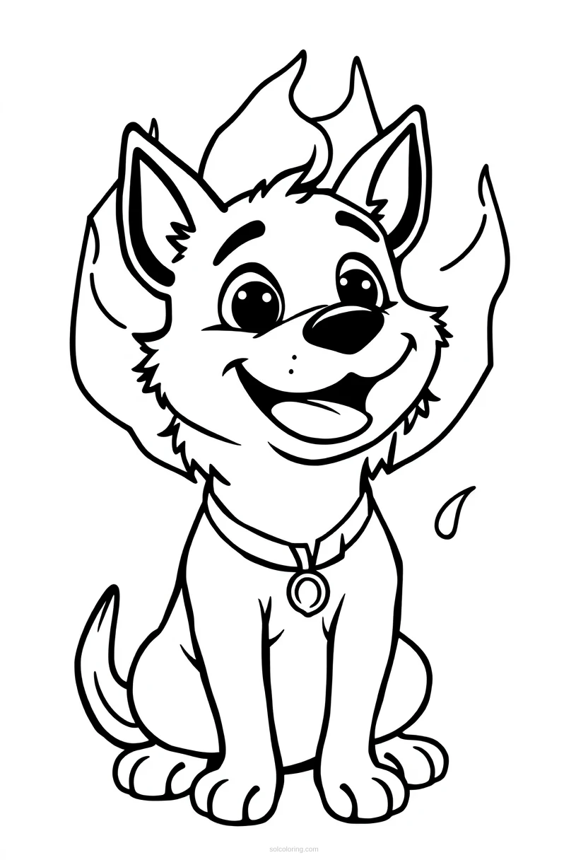 This is Fine Dog in Fire coloring page for kids