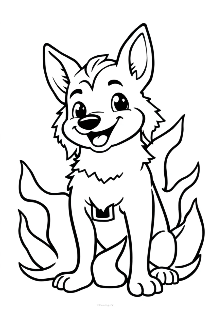 This is Fine Dog in Fire coloring page for kids