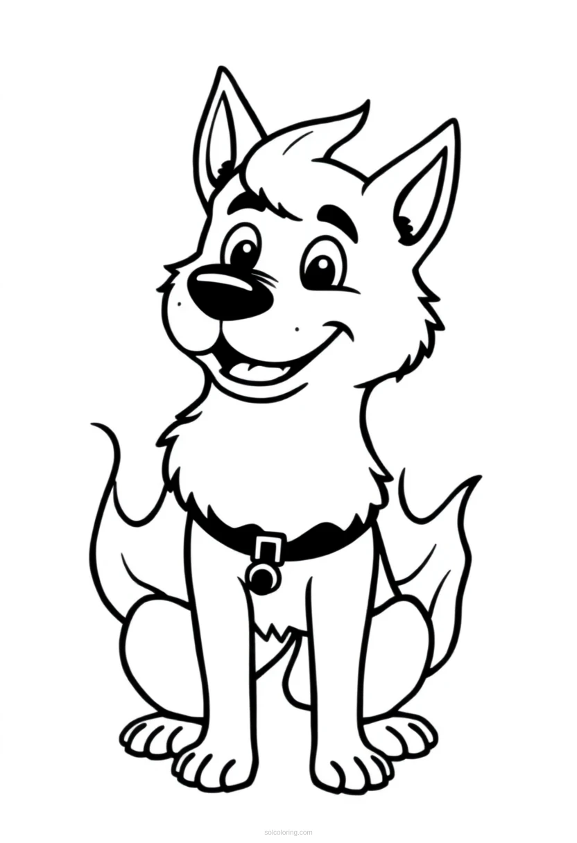 This is Fine Dog in Fire coloring page for kids