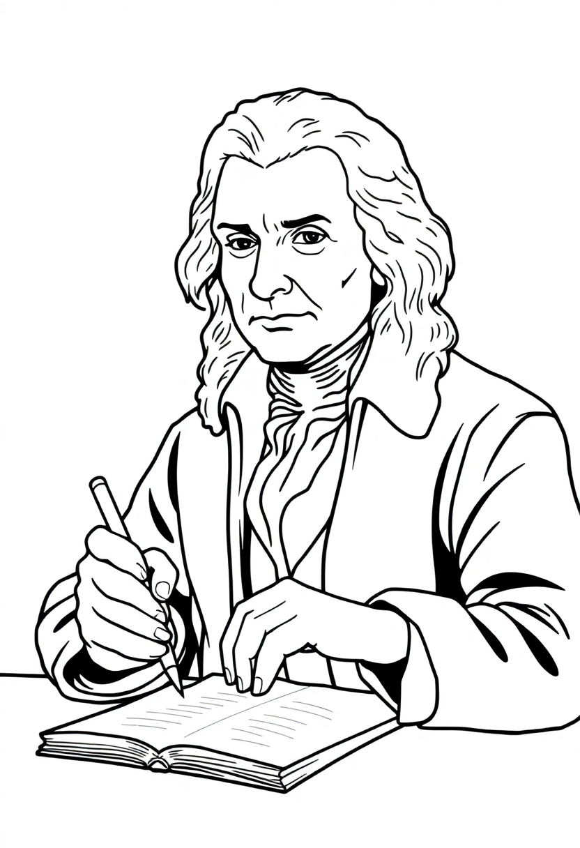 Thomas Jefferson Writing coloring page, free printable standard style for kids and adults