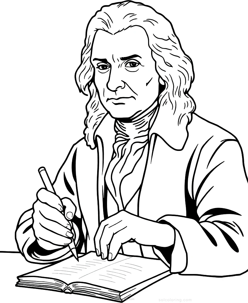 Thomas Jefferson Writing coloring page for kids