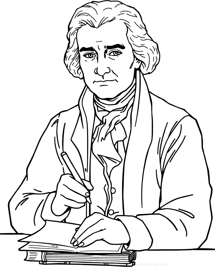 Thomas Jefferson Writing coloring page for kids