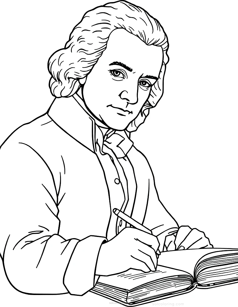 Thomas Jefferson Writing coloring page for kids