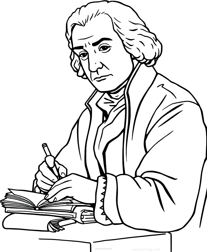 Thomas Jefferson Writing coloring page for kids