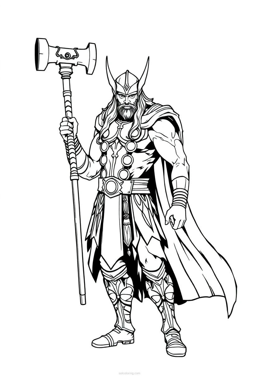 Thor With Hammer coloring pages