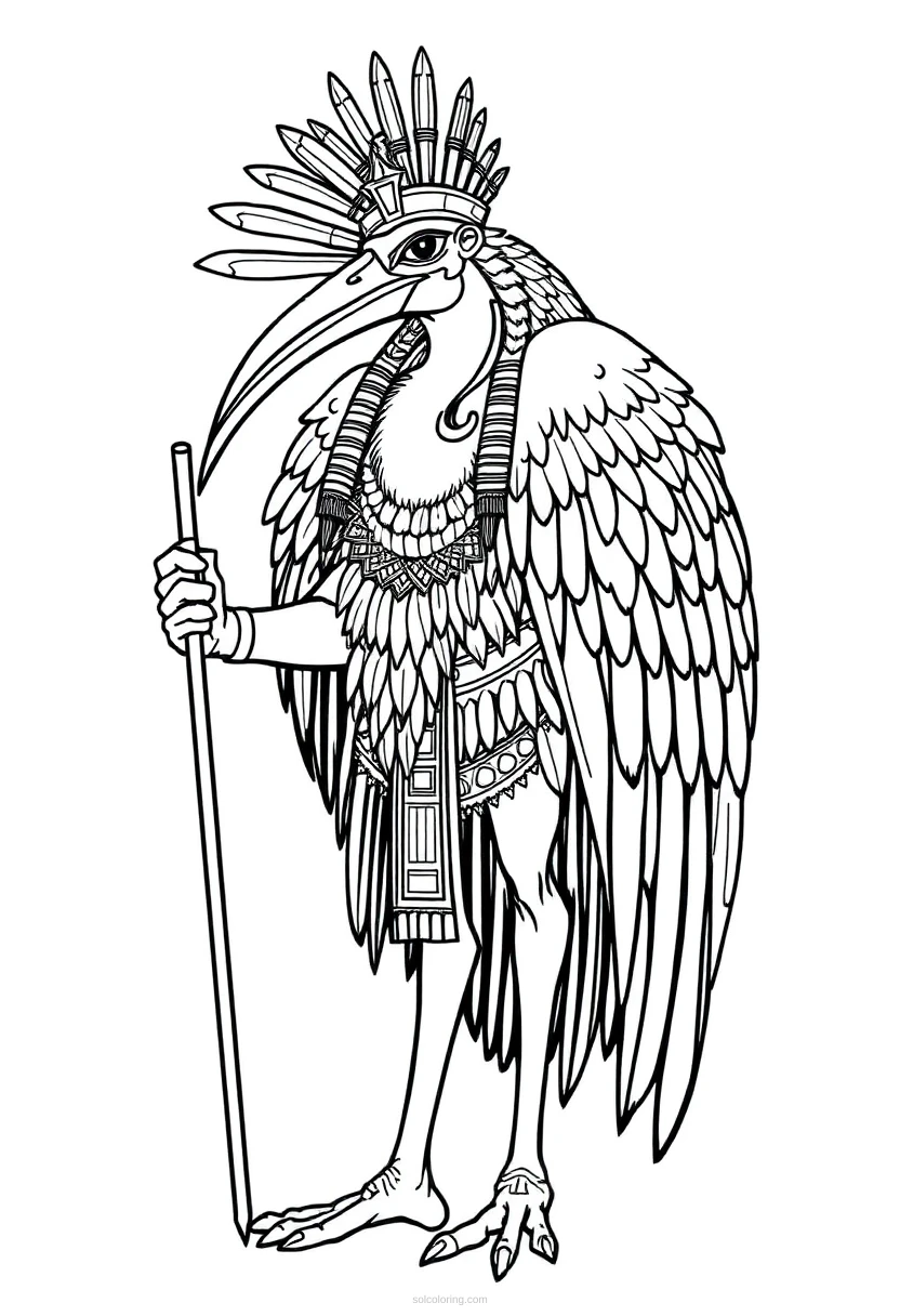 Thoth Ibis God coloring page for kids