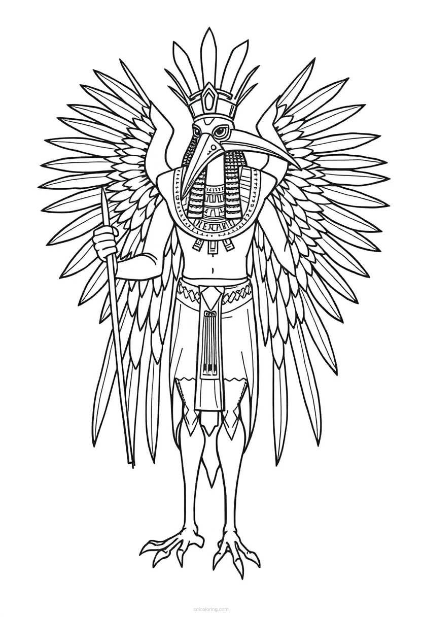 Thoth Ibis God coloring page for kids