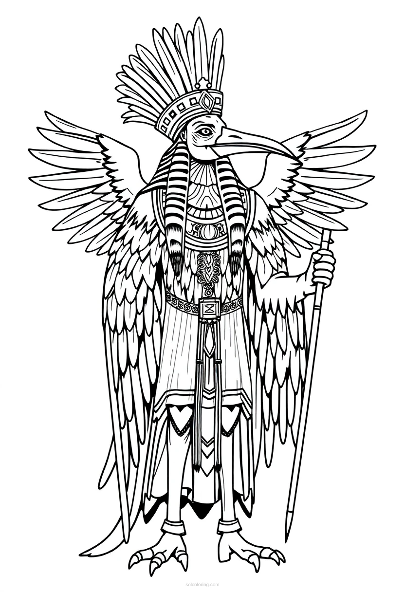 Thoth Ibis God coloring page for kids