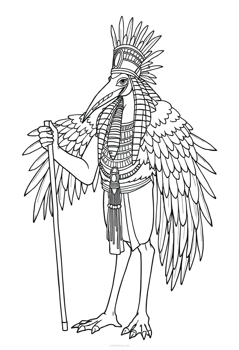 Thoth Ibis God coloring page for kids