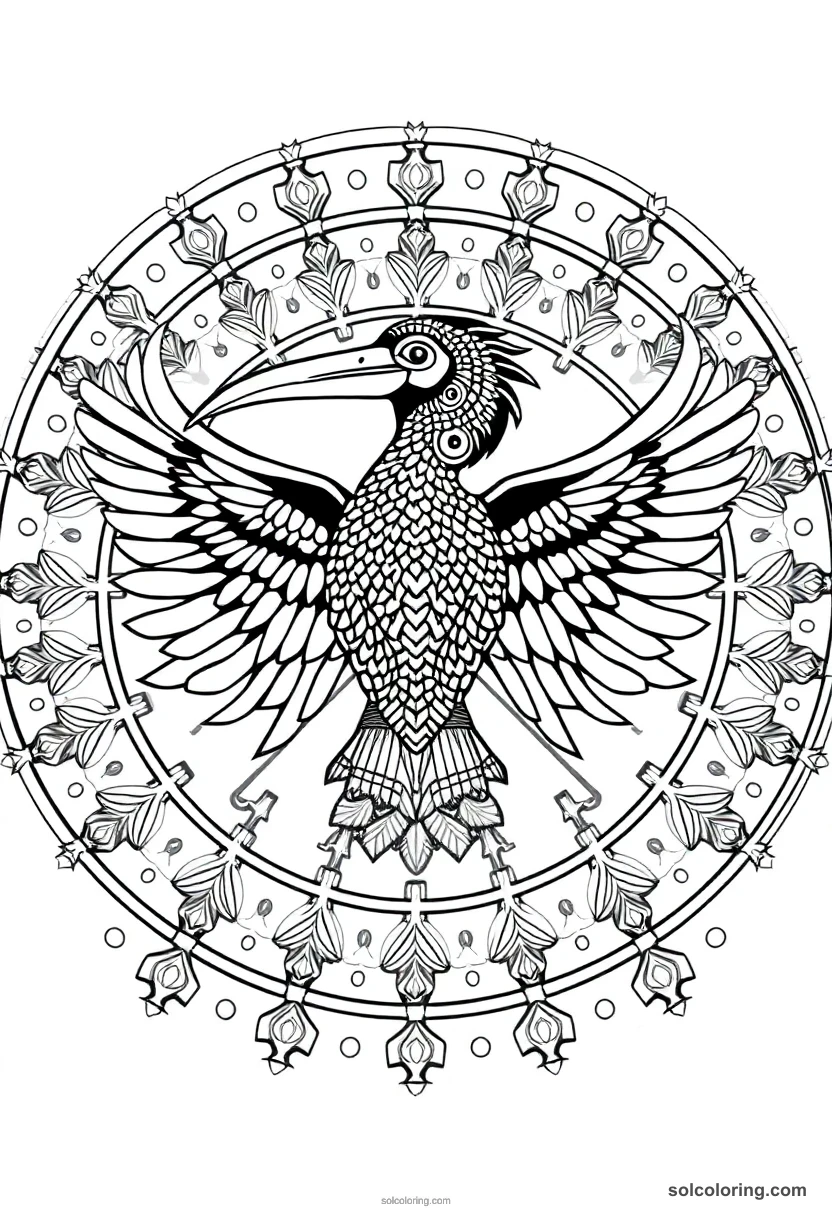 Mandala Thoth the Ibis-Headed Scribe mandala coloring page for kids