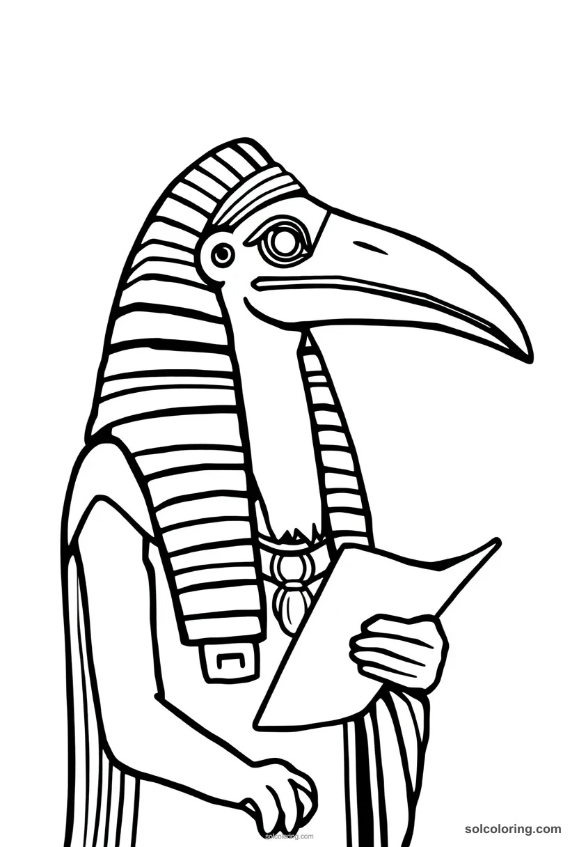 Simple Thoth the Ibis-Headed Scribe simple coloring page for kids