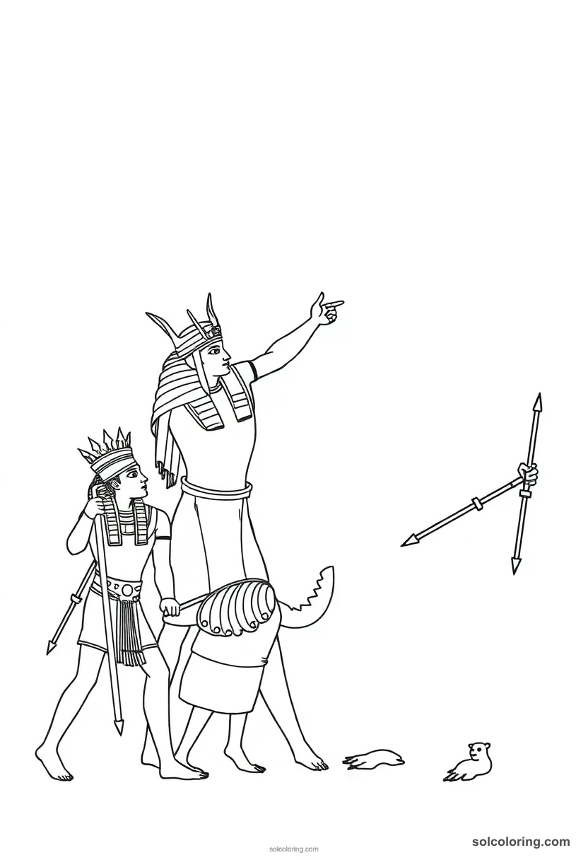 Simple Thutmose III Smiting Enemies simple coloring page for kids