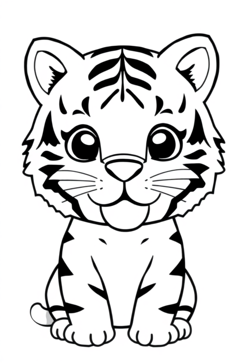 Tiger Face Close-up coloring page, free printable standard style for kids and adults
