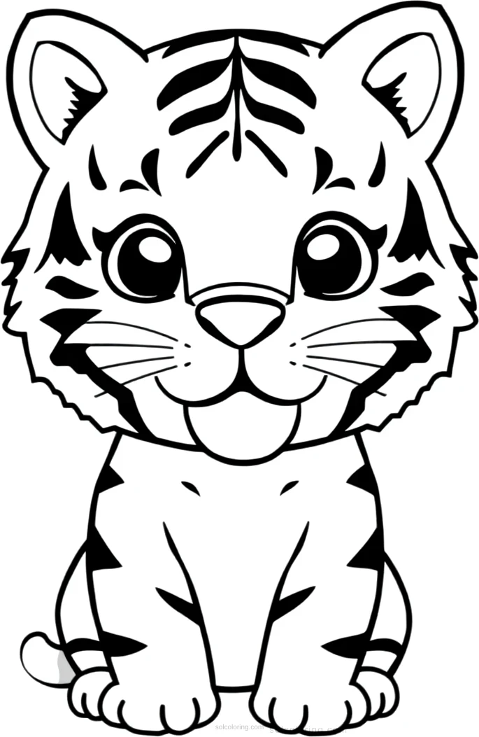 Tiger Face Close Up coloring page for kids