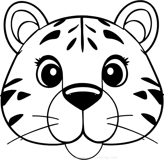 Tiger Face Close Up coloring page for kids