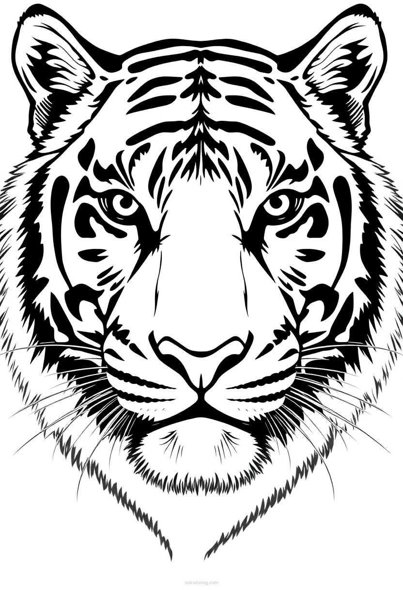 Tiger Face Close Up coloring page for kids