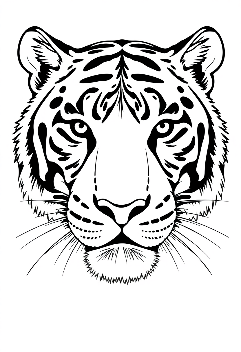 Tiger Face Close-up coloring page, free printable