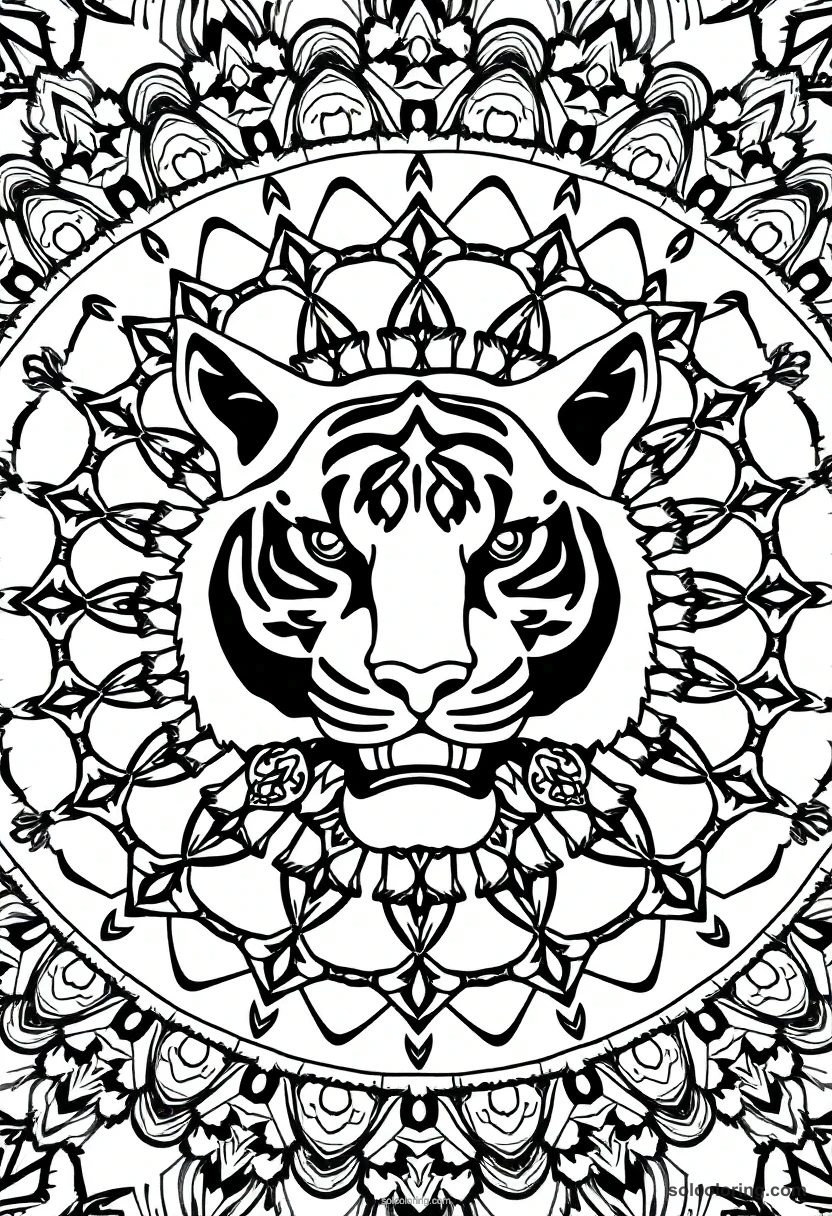 Tiger mandala coloring page for kids
