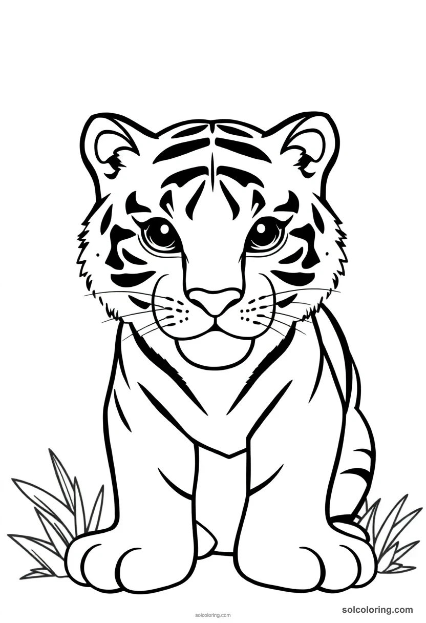 Tiger simple coloring page for kids