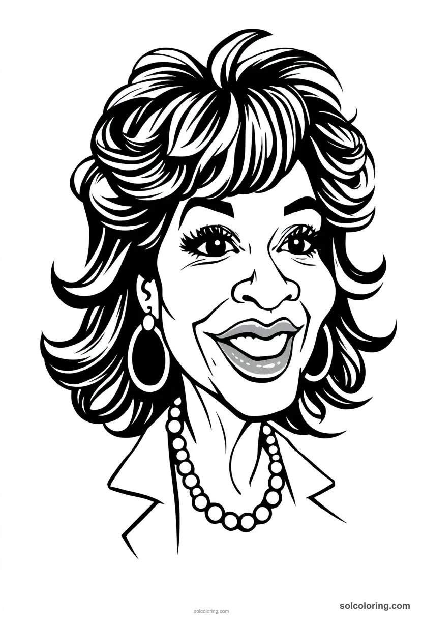 Caricature Tina Turner caricature coloring page for kids