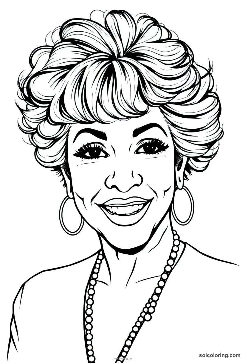 Illustrated Portrait Tina Turner illustrated portrait coloring page for kids