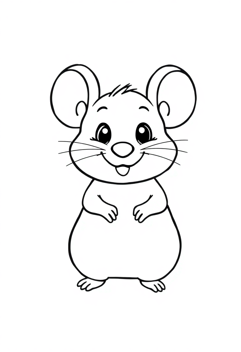 Tiny Mouse coloring page, free printable standard style for kids and adults