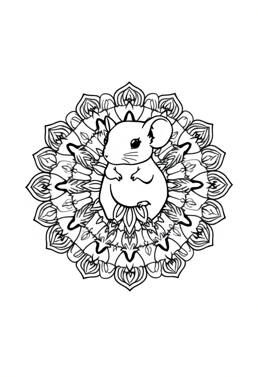 Tiny Mouse coloring page, free printable