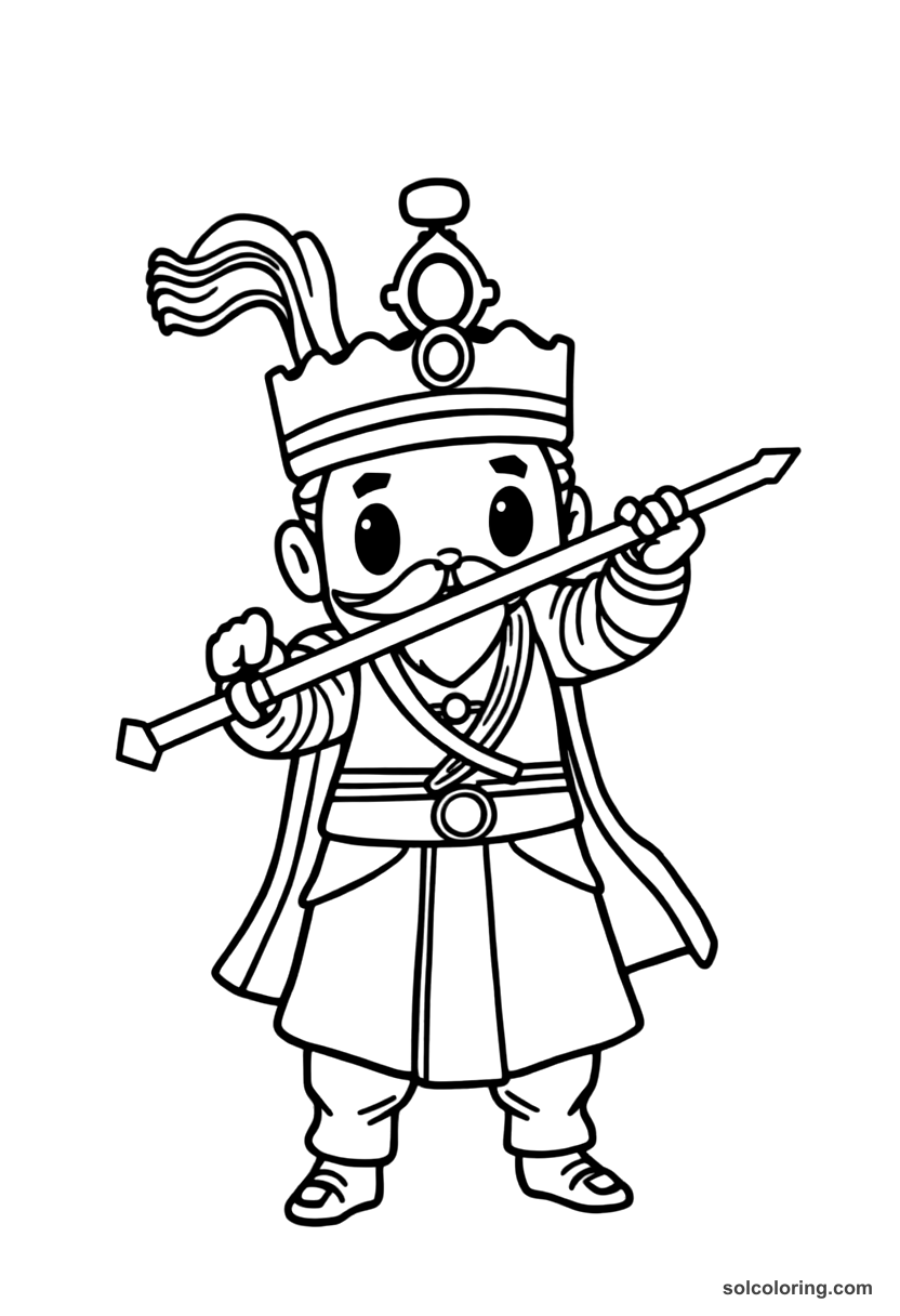 Chibi Tipu Sultan Defending Seringapatam coloring page, free printable chibi style