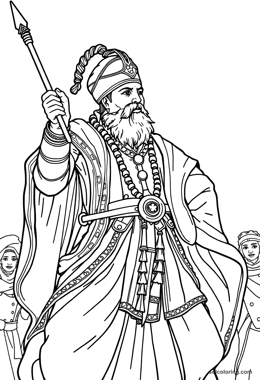 Tipu Sultan Defending Seringapatam coloring page, free printable detailed style