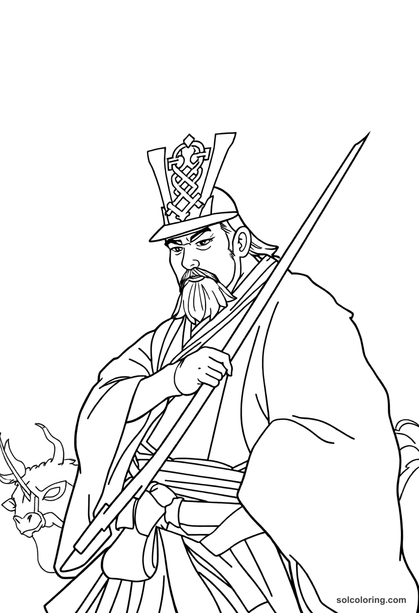 Simple Tokugawa Ieyasu at the Battle of Sekigahara coloring page, free printable simple style