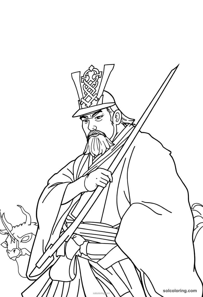 Simple Tokugawa Ieyasu at the Battle of Sekigahara simple coloring page for kids
