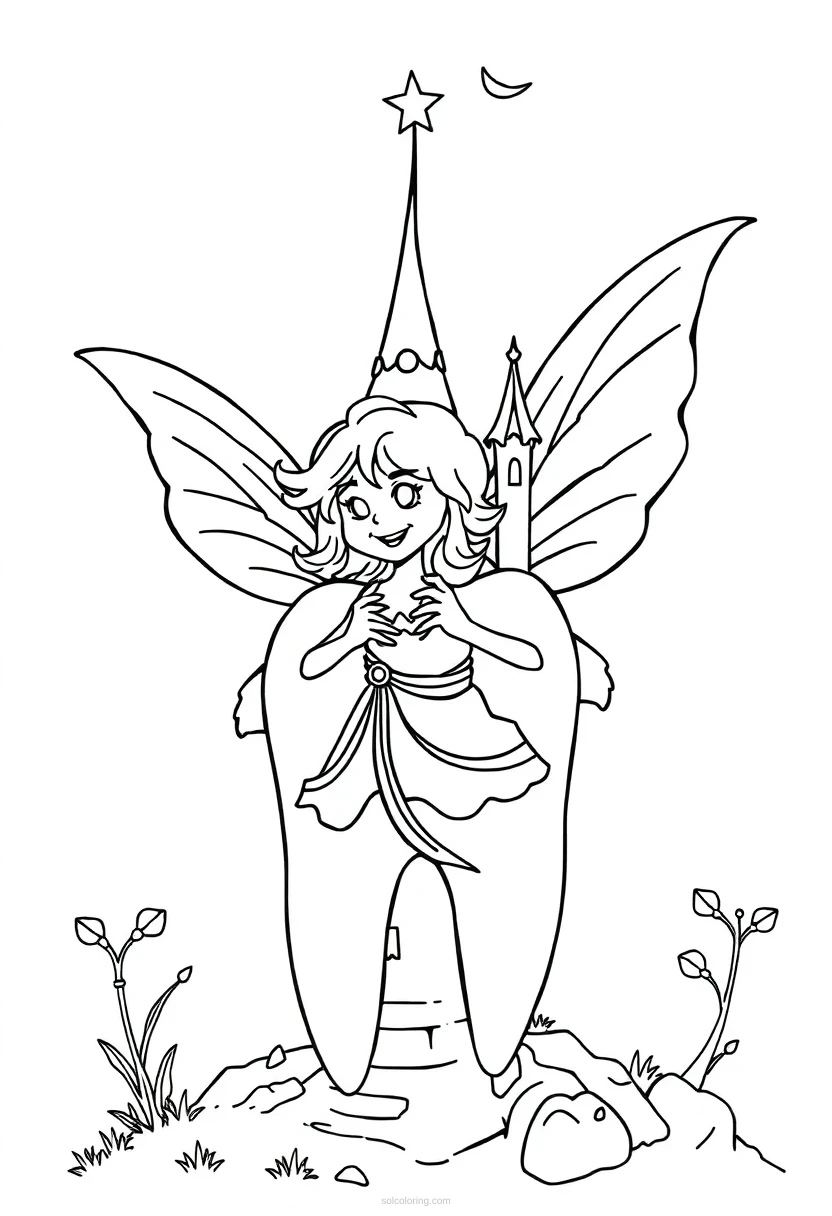 Tooth Fairy With Castle coloring pages