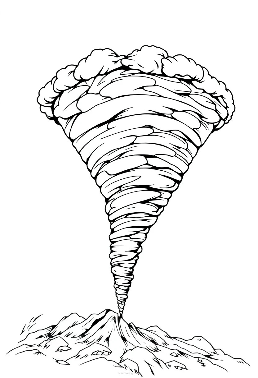 Tornado coloring page for kids