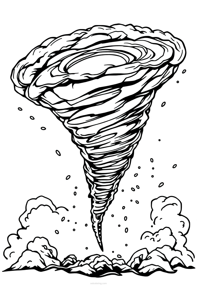 Tornado coloring page for kids