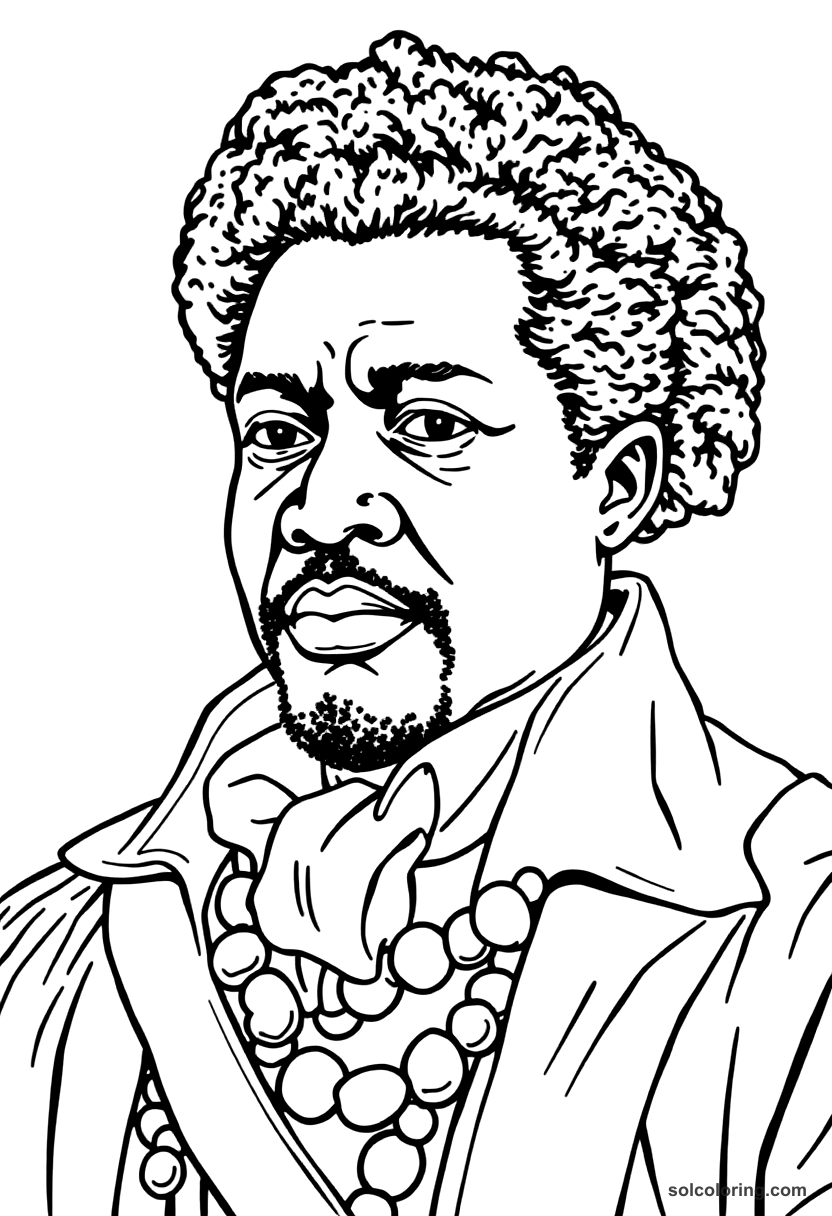 Toussaint Louverture of Haiti coloring page, free printable detailed style