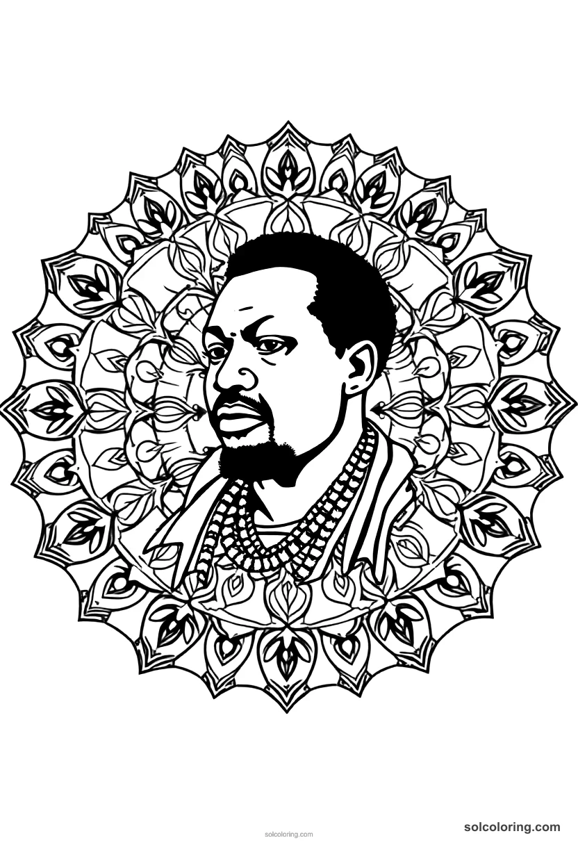 Mandala Toussaint Louverture of Haiti mandala coloring page for kids