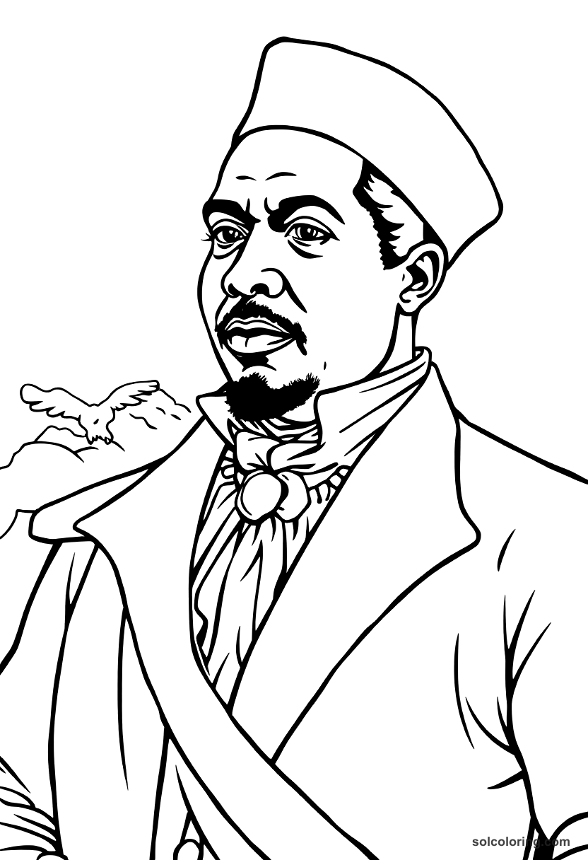 Toussaint Louverture of Haiti coloring page, free printable realistic style