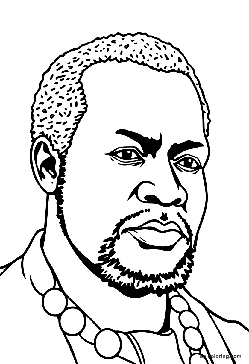 Simple Toussaint Louverture of Haiti coloring page, free printable simple style